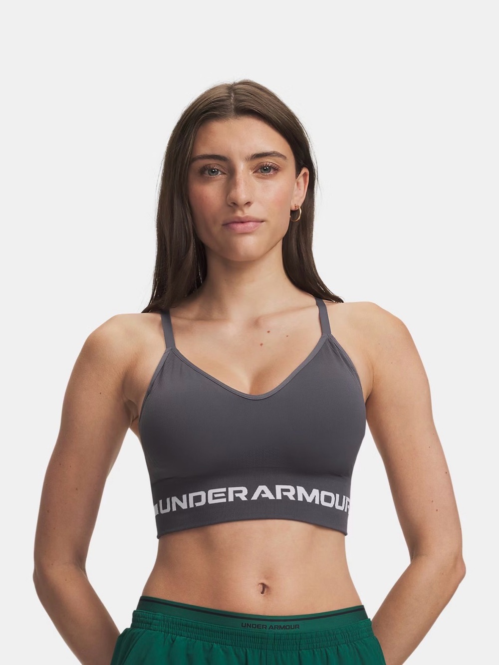 Under Armour Gray Seamless Sports Bra with White Logo Band